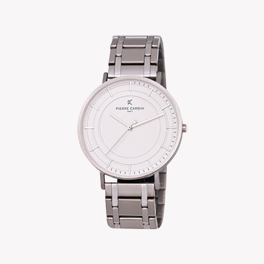 Pierre Cardin Men's Silver Metal Watch, White Dial | CBN.3038-0