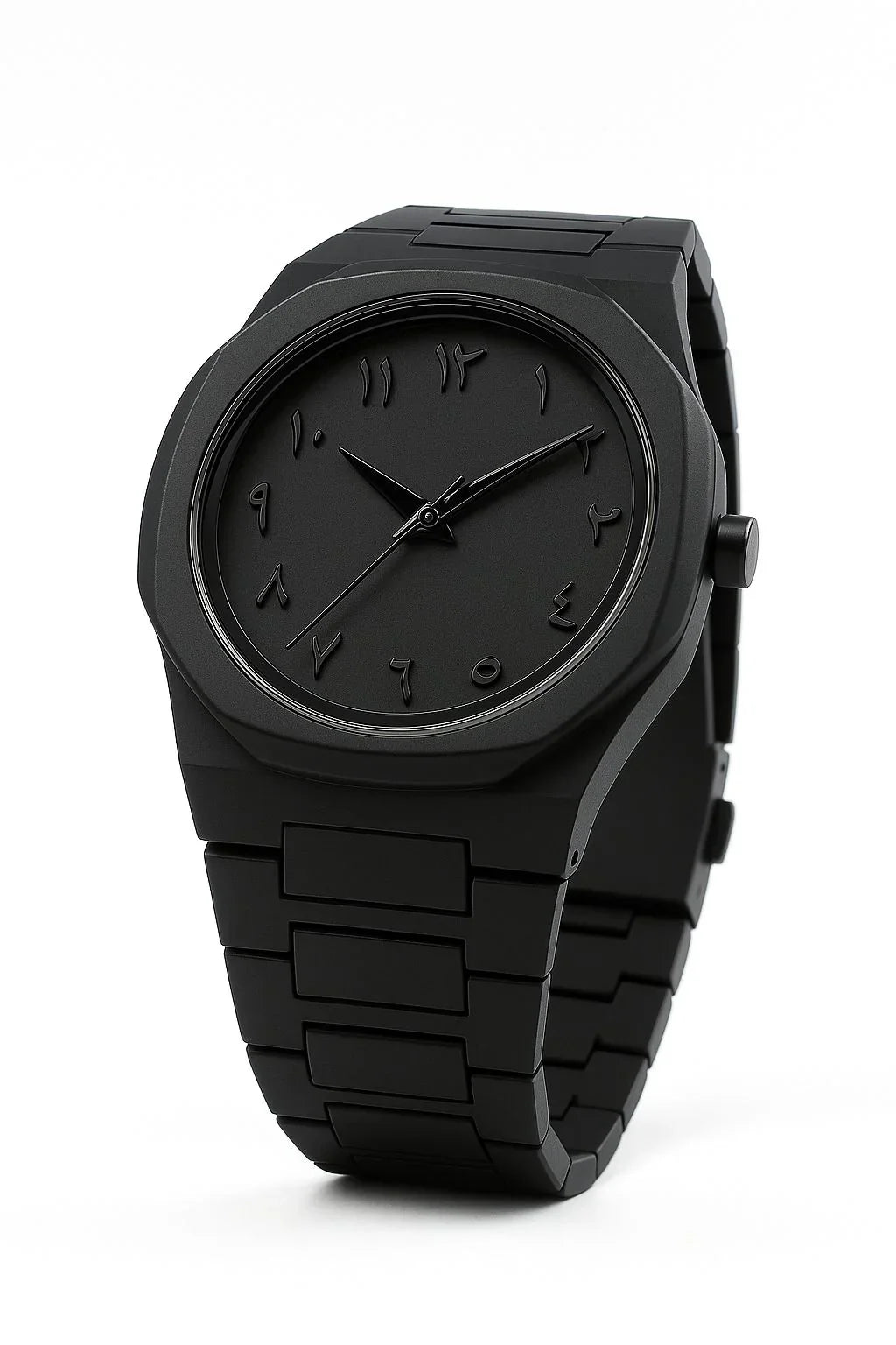 Aura Black Men's Watch – Minimalist Arabic Dial, Luminous Hands, Quartz Movement, Business Casual Style