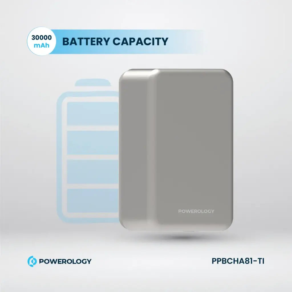 [PPBCHA81-TI] Powerology 30000mAh MagSafe Aluminum Power Bank (Titanium)