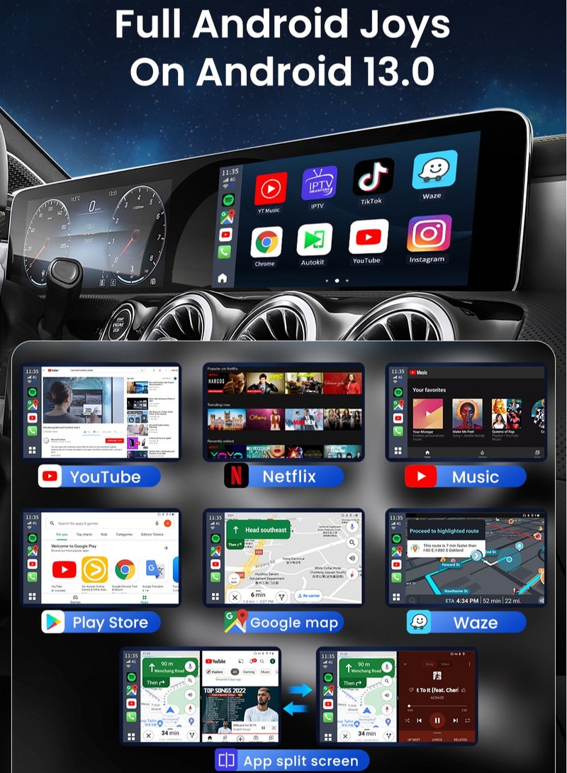 Carlinkit CarPlay AI Box Android 13 4+64GB/8+128GB TV Wireless CarPlay And Android Auto SDM6125 4G LTE Netflix YouTube Google Play IPTV FOTA