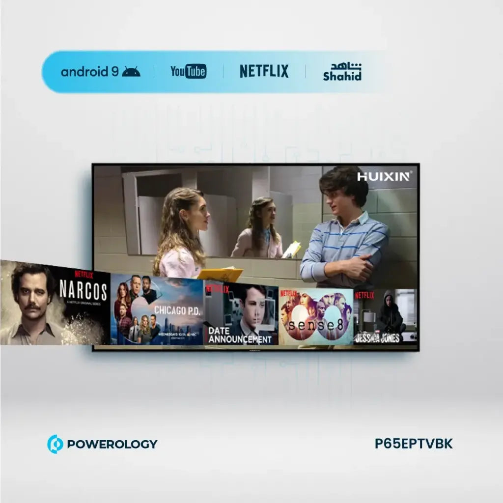 Powerology Break-Proof Android Smart TV 65" - Black