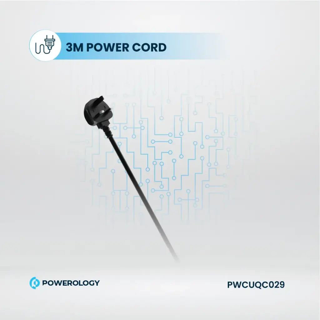 [PWCUQC029] Powerology 2500w 4 AC Power Strip with Built-In Retractable Cables - Black