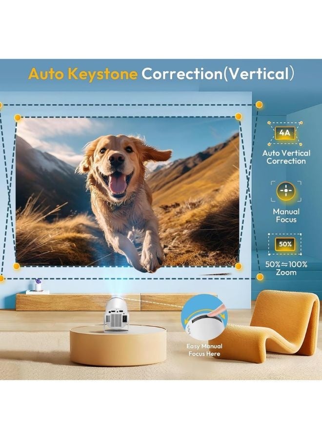 Smartbarry 4K 1080P Mini Projector with WiFi & Bluetooth Portable Premium Android OS Projector, 210° Rotatable Stand, Dust Removal & Heat Dissipation Design