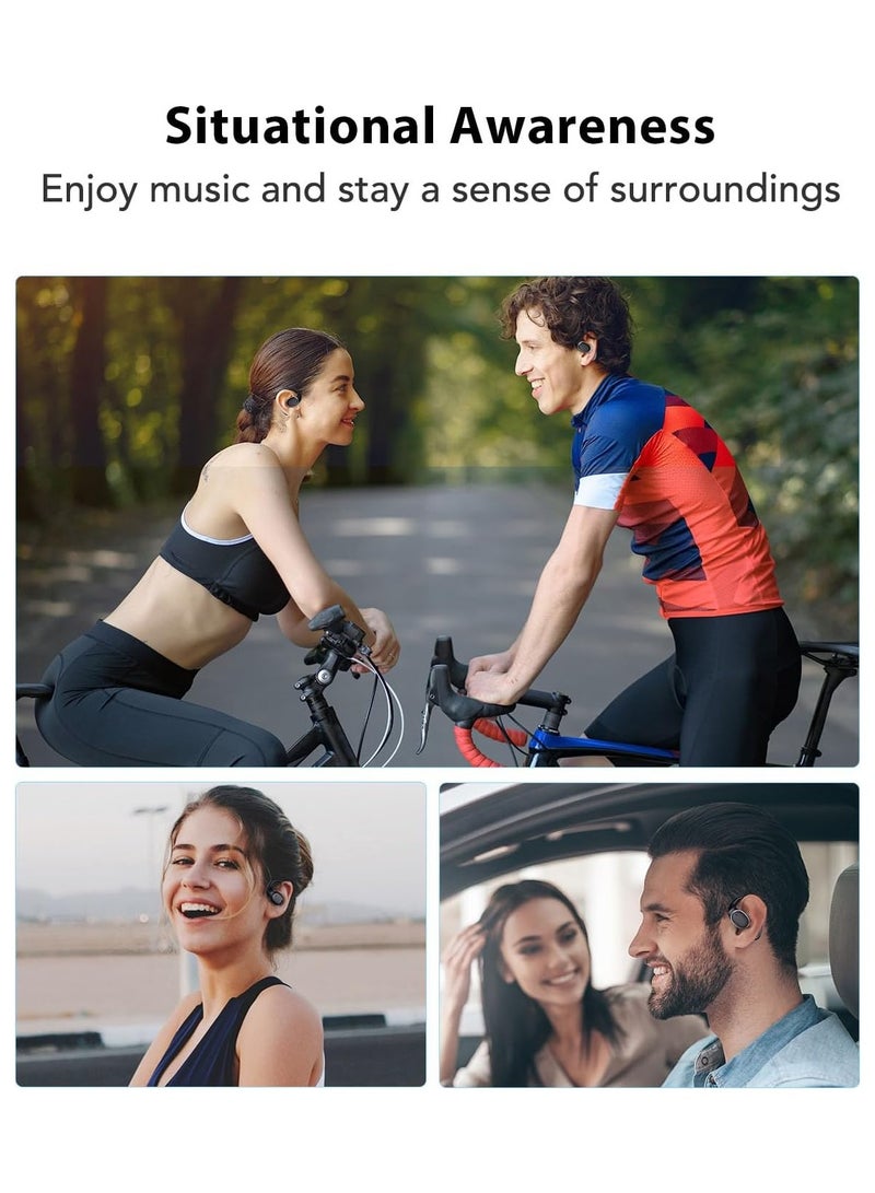 Open Ear Headphones, Workout Earphones with Ear Hook, Air Conduction, Feather-like Wearing, Big Driver Enhanced Bass, Bluetooth 5.4, Clear Calls, for Workout Sports