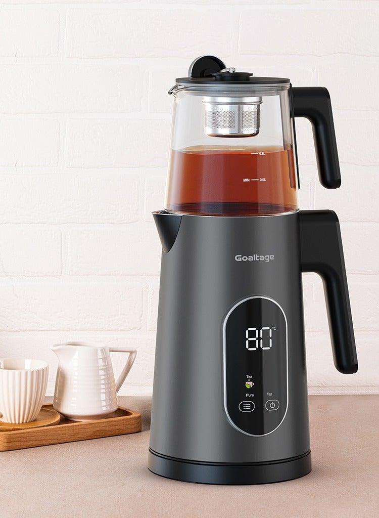 Goaltage TM01 BrewMaster Tea Maker with Temperature Presets, Smart Touch Display, Glass Pot, Stylish Design and Rapid Boiling Functionality
