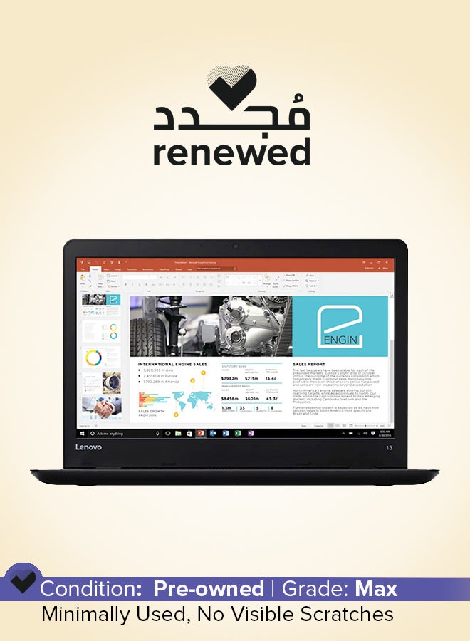 Renewed - ThinkPad 13 Laptop With 13.3-Inch HD Display,Intel Core i3/6th Gen Processor/8GB DDR4 RAM/256GB SSD/Windows 10 Pro English Black