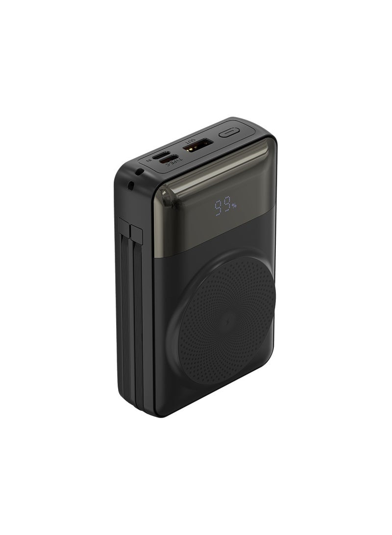 PB11 FlexCharge 20K Power Bank 22W with Built-In Cable, Power Indicator, Quick Wireless Charging, Multi-Port and Stand Functionality