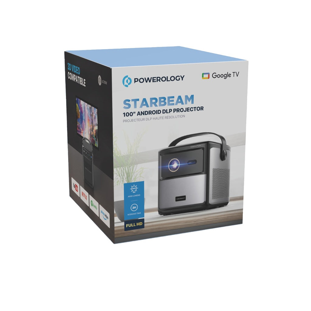 [PGTVPBK] Powerology Starbeam 100" Google DLP Projector - Black