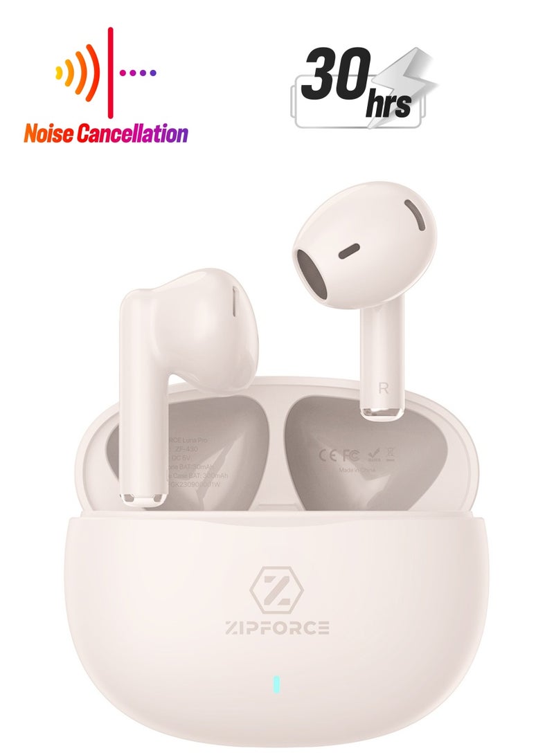 ZIPFORCE True Wireless Earbuds, In-Ear Bluetooth 5.3 Headphones 4-Mics ENC Clear Call, Bluetooth Earbuds Touch Control, IPX6 Waterproof TWS, Light-Weight Earphones