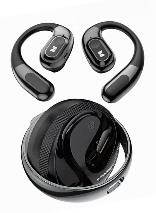 Monster AC330 Bluetooth Earbuds – Open-Back Design, IPX5 Waterproof, 24-Hour Battery Life, Noise-Canceling, Low Latency for Sports and Outdoor Activities