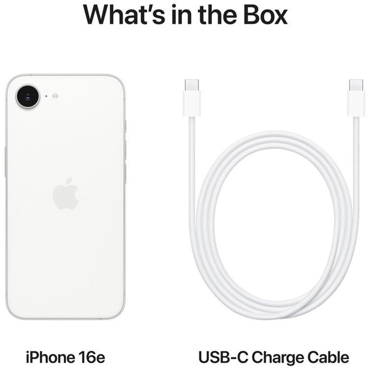 Apple iPhone 16e with 128GB Capacity, TDRA Version, Dual eSIM, 6.1" Display, USB-C Connector, 6‑Core CPU, 4‑Core GPU, 5G Network Technology, Built-in Rechargeable Lithium-ion Battery - White