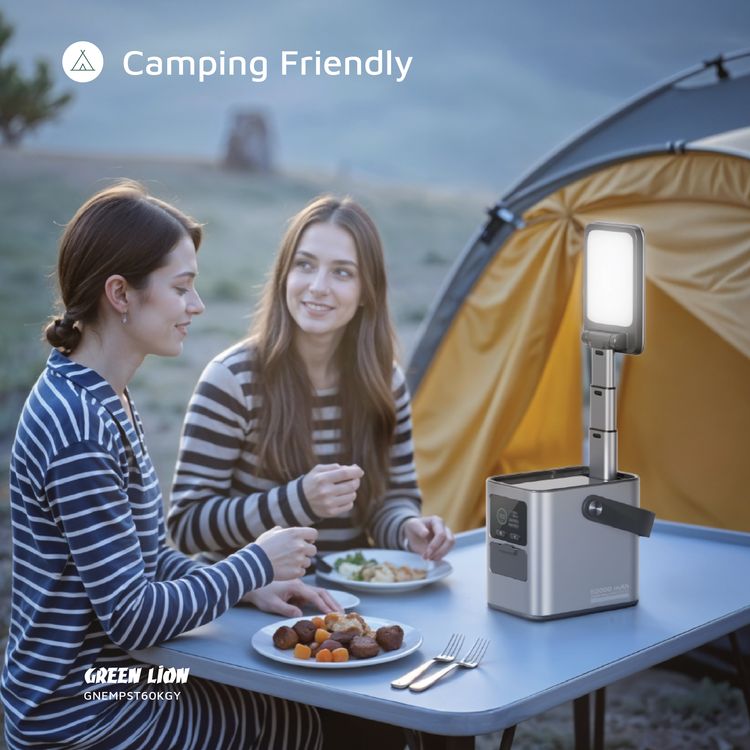Green Lion Energy Max 60000mAh Power Station with 230W Total Output, Brightness of 700 Lumens, PD 140W, Digital Display, 100W Solar Input, QC 22.5W - Gray