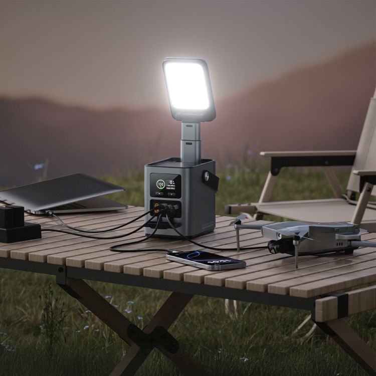 Green Lion Energy Max 60000mAh Power Station with 230W Total Output, Brightness of 700 Lumens, PD 140W, Digital Display, 100W Solar Input, QC 22.5W - Gray