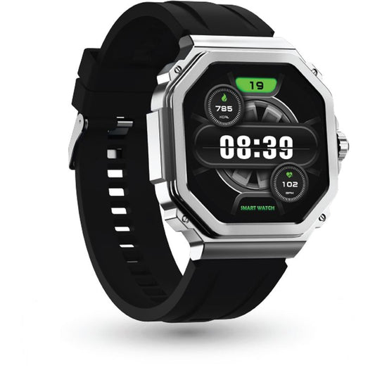 Porodo FitPulse Pro Smartwatch with 1.43-inch AMOLED Display, 466 x 466 pixels Resolution, Up to 7 Days Working Time, 400mAh Battery Capacity, 128MB Flash Memory, Bluetooth Version 5.2, IP68 Water Resistance Level - Black / Silver