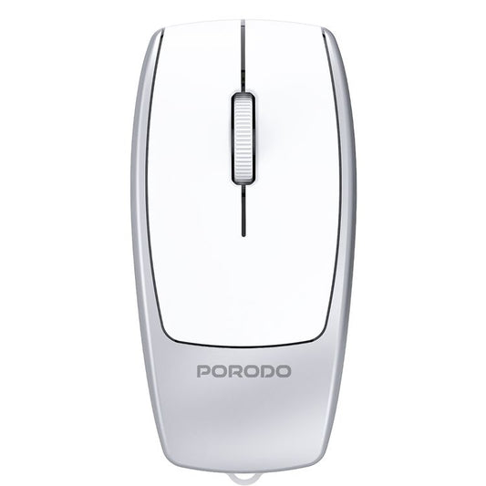 Porodo 1600DPI Wireless Mouse with Card Reader, 120mAh Battery, ABS Material, Bluetooth Version 5.1, 10m Working Distance, Silent Efficient Performance, Plug & Play - Silver