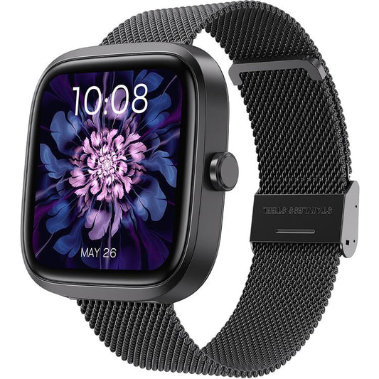 Porodo Skwer Smart Watch with 1.72" HD Screen Size, 230mAh Battery Capacity, 5 Days Working Time, 30 Days Standby Time, 2 Hours Charging Time, Smart Connectivity, Sleep Analysis, Camera Shutter, Smart Notifications, iOS 10 Above & Android 10.0 Above Compatibility - Black