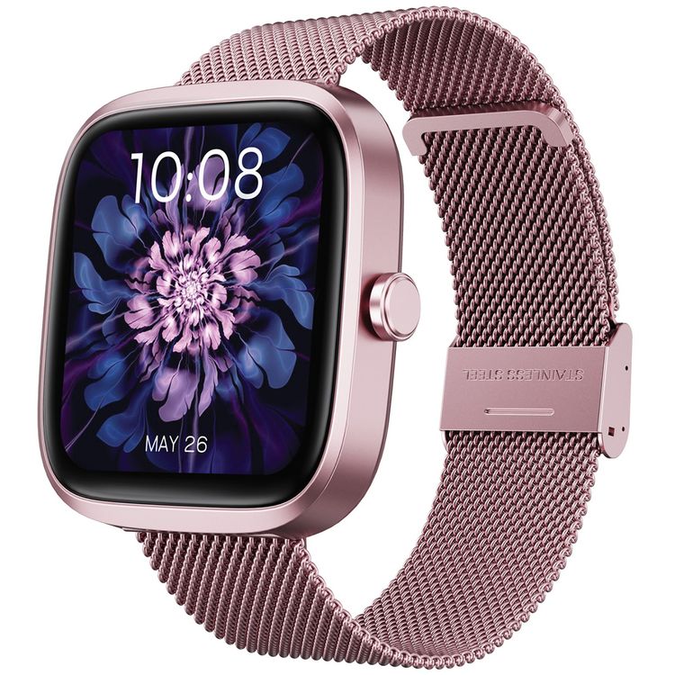 Porodo Skwer Smart Watch with 1.72" HD Screen Size, 230mAh Battery Capacity, 5 Days Working Time, 30 Days Standby Time, 2 Hours Charging Time, Smart Connectivity, Sleep Analysis, Camera Shutter, Smart Notifications, iOS 10 Above & Android 10.0 Above Compatibility - Pink