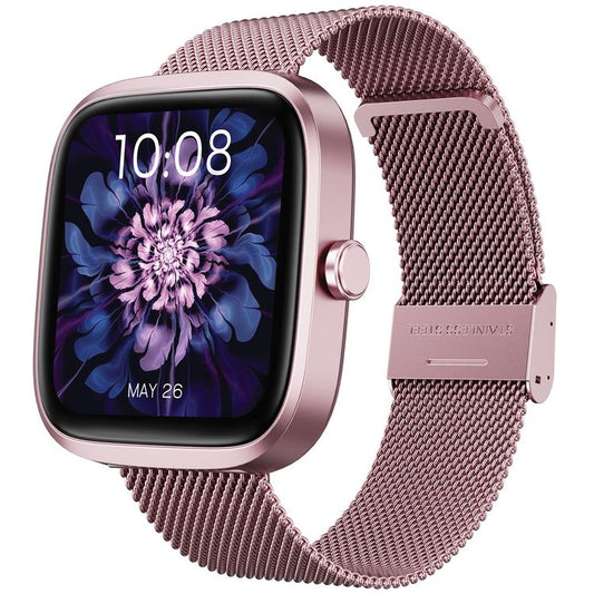 Porodo Skwer Smart Watch with 1.72" HD Screen Size, 230mAh Battery Capacity, 5 Days Working Time, 30 Days Standby Time, 2 Hours Charging Time, Smart Connectivity, Sleep Analysis, Camera Shutter, Smart Notifications, iOS 10 Above & Android 10.0 Above Compatibility - Pink