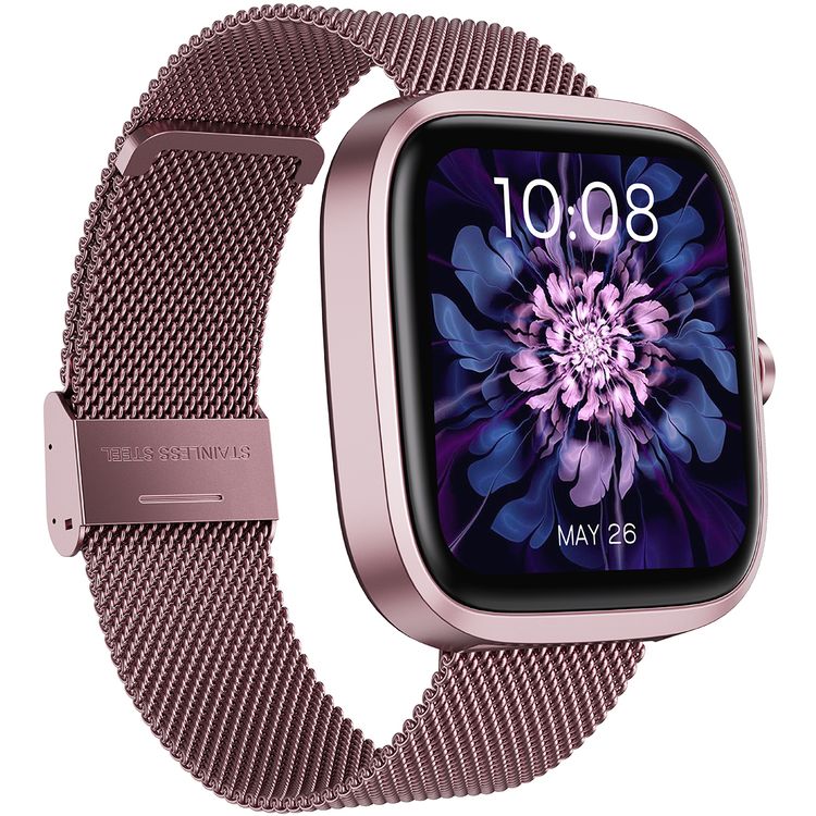 Porodo Skwer Smart Watch with 1.72" HD Screen Size, 230mAh Battery Capacity, 5 Days Working Time, 30 Days Standby Time, 2 Hours Charging Time, Smart Connectivity, Sleep Analysis, Camera Shutter, Smart Notifications, iOS 10 Above & Android 10.0 Above Compatibility - Pink
