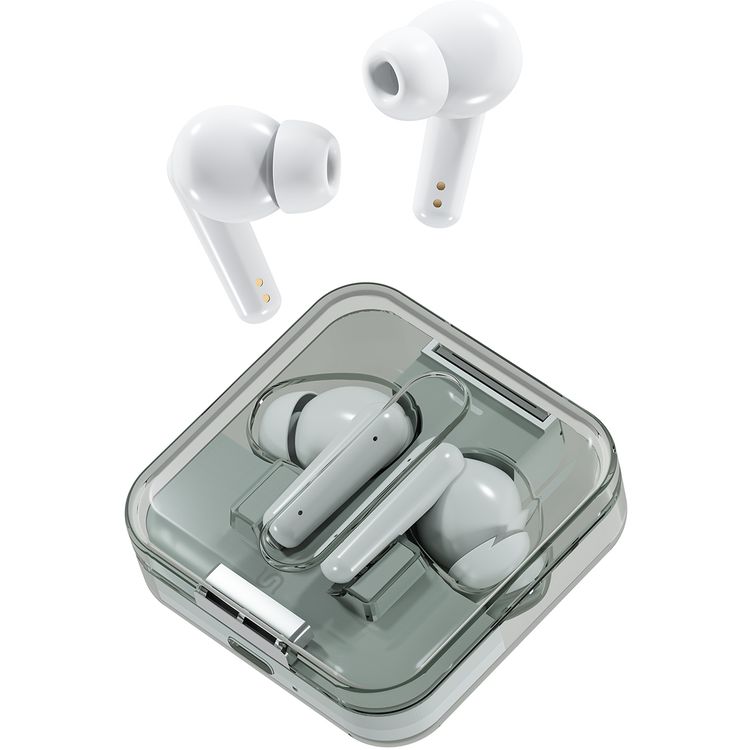 Porodo Soundtec Vibe Wireless Earbuds with Omnidirectional Microphone, Up to 9 Hours Playtime, Type-C Charging Port, Bluetooth Version 5.3, 10m Transmission Range, Immersive Audio, Voice Assistant, Stereo Sound - White