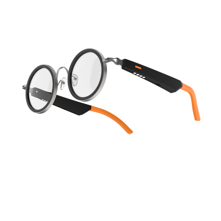 Porodo Lifestyle Velora Smart Sunglasses with Built-in Microphone, 4 Hours Playtime, Magnetic Charging Interface, UV400 Protection, Bluetooth Version 5.3, 10-15m Transmission Range, 2x 80mAh Battery Capacity, IPX4 Water Resistance Level, Touch Control, Dual Stereo Speakers - Orange / Black
