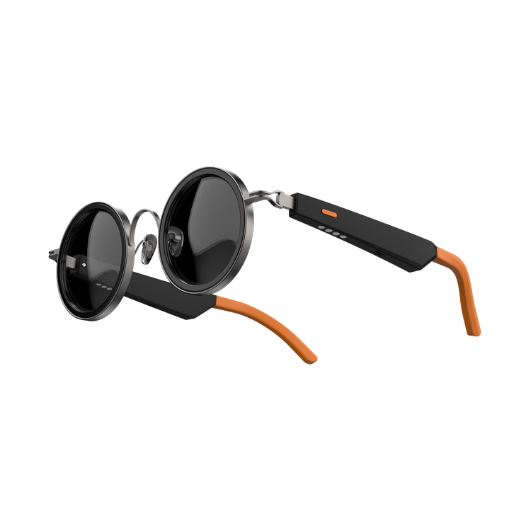 Porodo Lifestyle Velora Smart Sunglasses with Built-in Microphone, 4 Hours Playtime, Magnetic Charging Interface, UV400 Protection, Bluetooth Version 5.3, 10-15m Transmission Range, 2x 80mAh Battery Capacity, IPX4 Water Resistance Level, Touch Control, Dual Stereo Speakers - Orange / Black