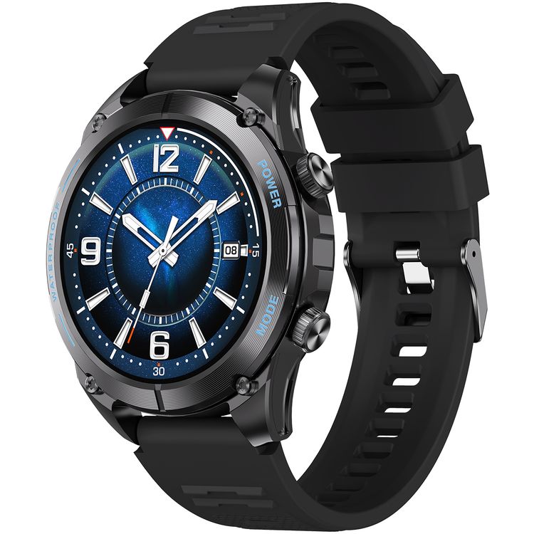 Powerology Titan Rugged Sports GPS Smart Watch with 1.43" AMOLED Screen, 550mAh Battery Capacity, Up to 5 Days Battery Life, Bluetooth Version 5.3, 3ATM Water Resistant Level, 256MB RAM Installed, Android 10+ & iOS 10+ Compatibility - Black