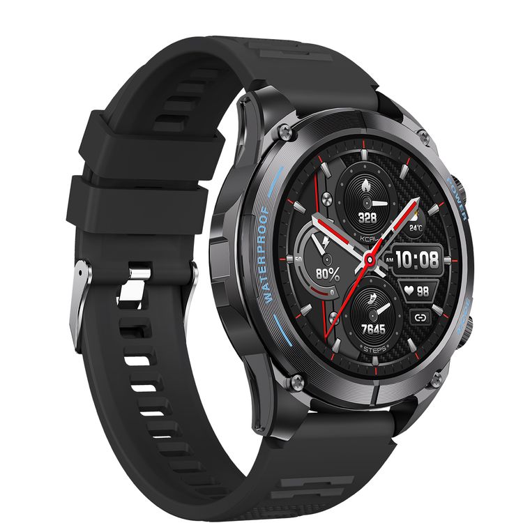 Powerology Titan Rugged Sports GPS Smart Watch with 1.43" AMOLED Screen, 550mAh Battery Capacity, Up to 5 Days Battery Life, Bluetooth Version 5.3, 3ATM Water Resistant Level, 256MB RAM Installed, Android 10+ & iOS 10+ Compatibility - Black