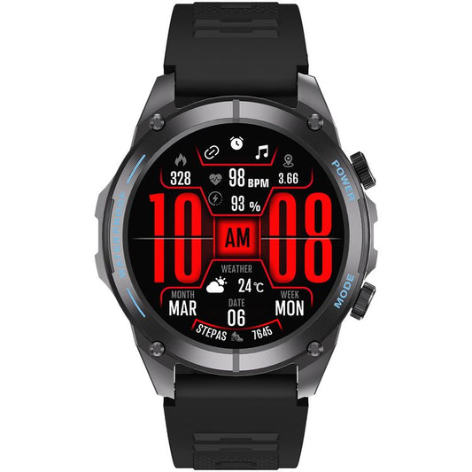 Powerology Titan Rugged Sports GPS Smart Watch with 1.43" AMOLED Screen, 550mAh Battery Capacity, Up to 5 Days Battery Life, Bluetooth Version 5.3, 3ATM Water Resistant Level, 256MB RAM Installed, Android 10+ & iOS 10+ Compatibility - Black