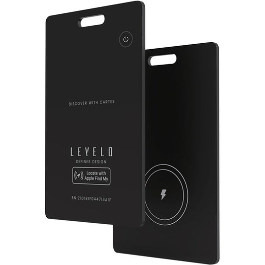 Levelo Cartes FindMy Card Tracker with Extended Range Locator, Check Recent Location, Lost Mode, Smart Sound Locator, Distance-Based Alert, Ultra Thin Design - Black