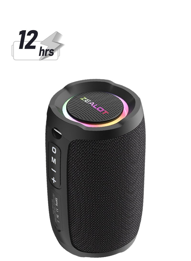 ZEALOT S49 20W Bluetooth Speaker, Loud Stereo Dual Pairing Portable Subwoofer, For Outdoor/ Home/ Party/ Gift, Support AUX/ USB/ TF Card/ Wireless Connect, Waterproof IPX5 3600mAh Battery For Long Playtime