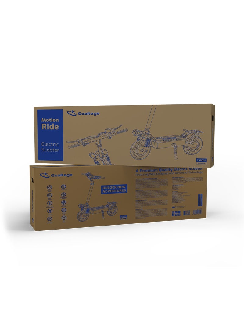MotionRide Electric Scooter with Front & Rear, Ceramic Brake Disc, Lights, Digital Display