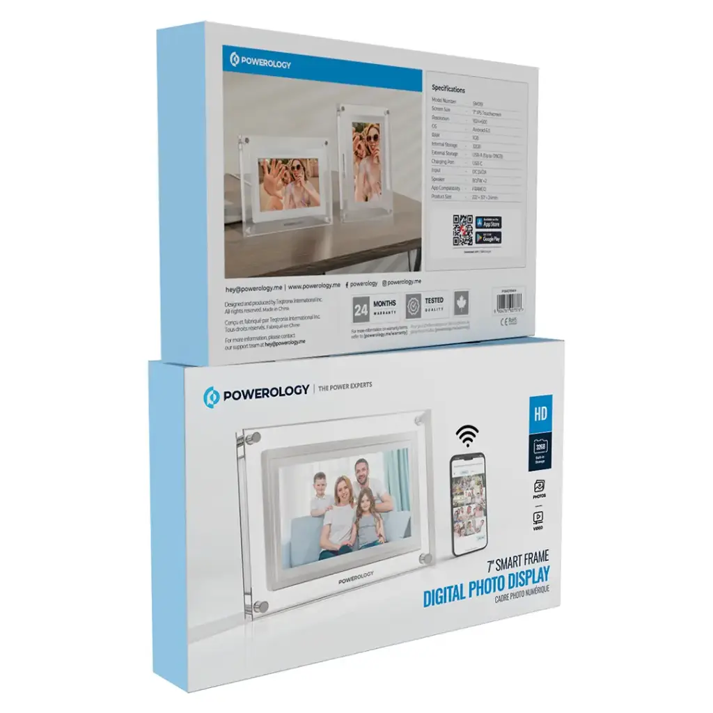 [PSM019WH] Powerology 7'' Smart Frame Digital Photo Display - White