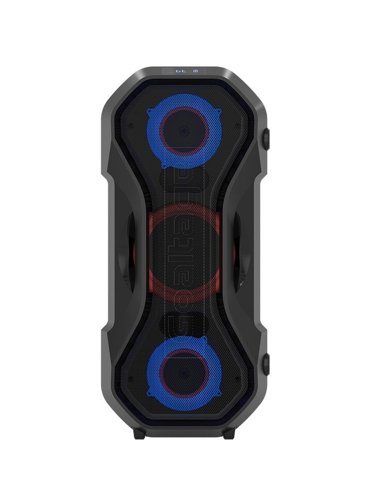 Goaltage SP15 BassFusion Party Speaker including Wireless Microphone, Multiple Connections, RGB Lights,TWS Functionality and Splash Proof Design
