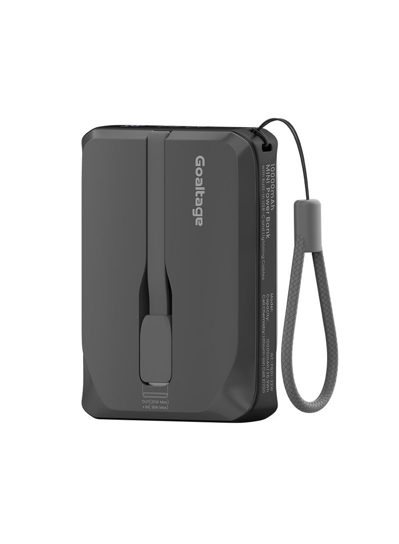 ChargeMate 10K Power Bank 22W Dual Built-in Cable, Lighting & Type C Cable