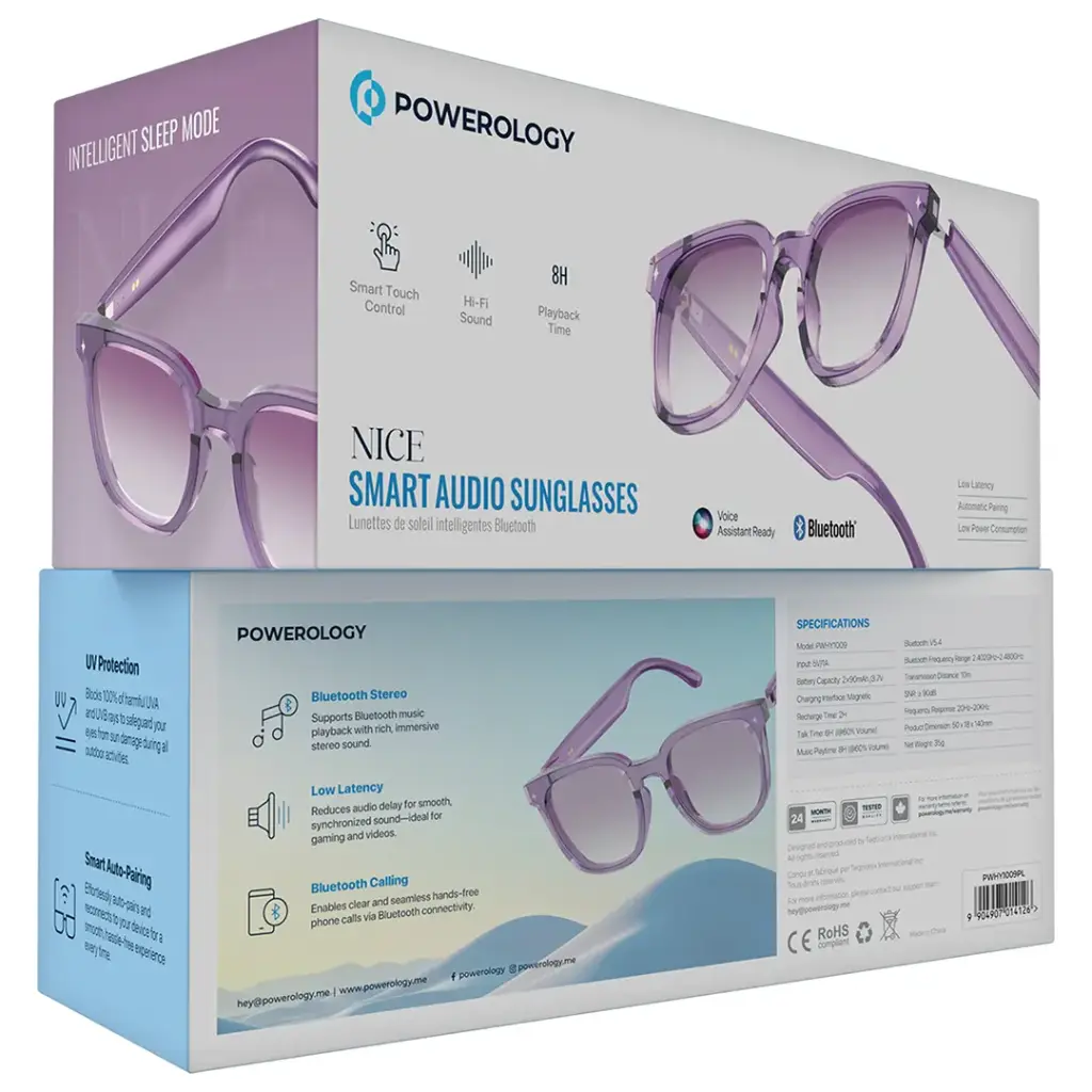 [PWHY1009PL] Powerology Nice Smart Audio Sunglasses - Purple
