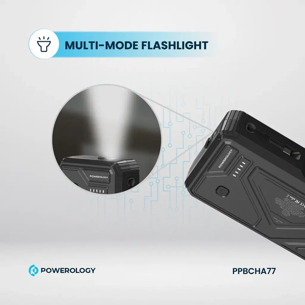 Powerology 27000mAh Solar Wireless Charging Power Bank - Black
