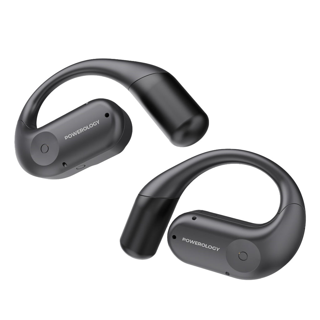 [PWLAU007] Powerology Air Conduction ENC TWS Earbuds and Charging Case with Display 60mAh - Black