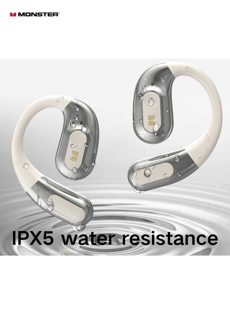 Monster AC330 Bluetooth Earbuds – Open-Back Design, IPX5 Waterproof, 24-Hour Battery Life, Noise-Canceling, Low Latency for Sports and Outdoor Activities