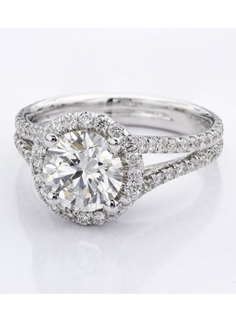 Adjustable Silver Ring for Women Elegant Solitaire Cubic Zirconia with Floral Design and Gift Box