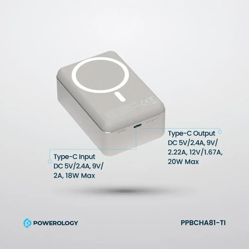 [PPBCHA81-TI] Powerology 30000mAh MagSafe Aluminum Power Bank (Titanium)