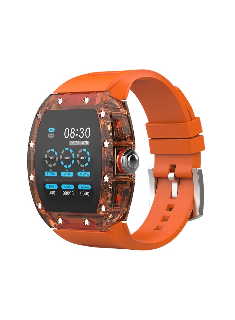 SW01 Lucid Smart Watch with Water Resistant, NFC Payment, and Sleep, Heart Rate, Pressure, and Oxygen Monitoring - Orange