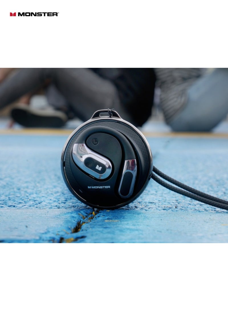 Monster AC330 Bluetooth Earbuds – Open-Back Design, IPX5 Waterproof, 24-Hour Battery Life, Noise-Canceling, Low Latency for Sports and Outdoor Activities