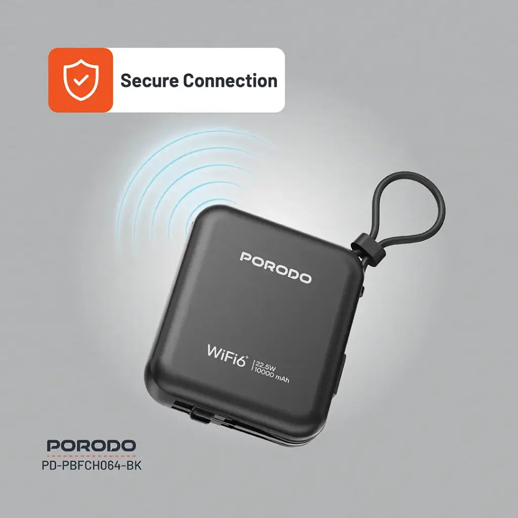 [PD-PBFCH064-BK] Porodo 4G LTE | WiFi 6 Pocket Router - Black