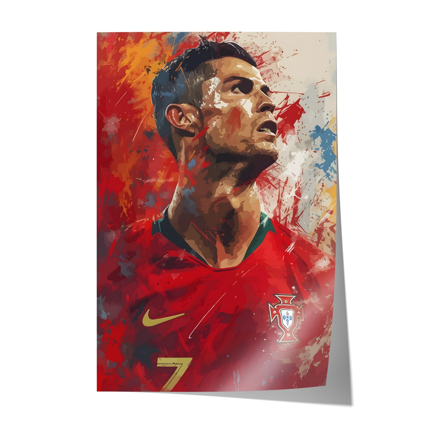 Fußball Legende Ronaldo Portugal · Dynamisches Kunstposter im Splash Art Stil · Wanddeko für Fans · Druck ohne Rahmen-0