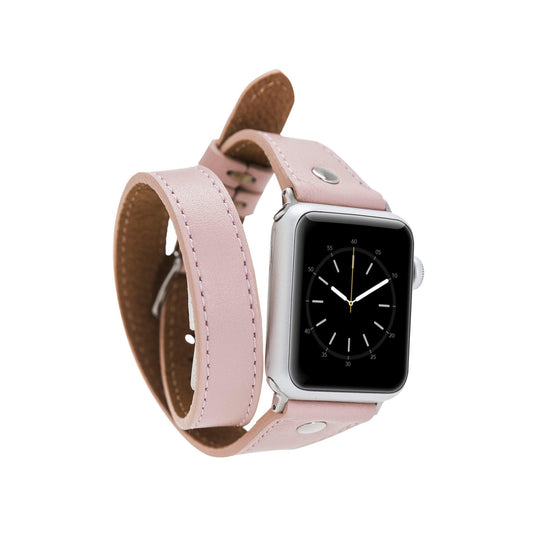 Leeds Double Tour Slim with Silver Bead Apple Watch Leather Straps-10